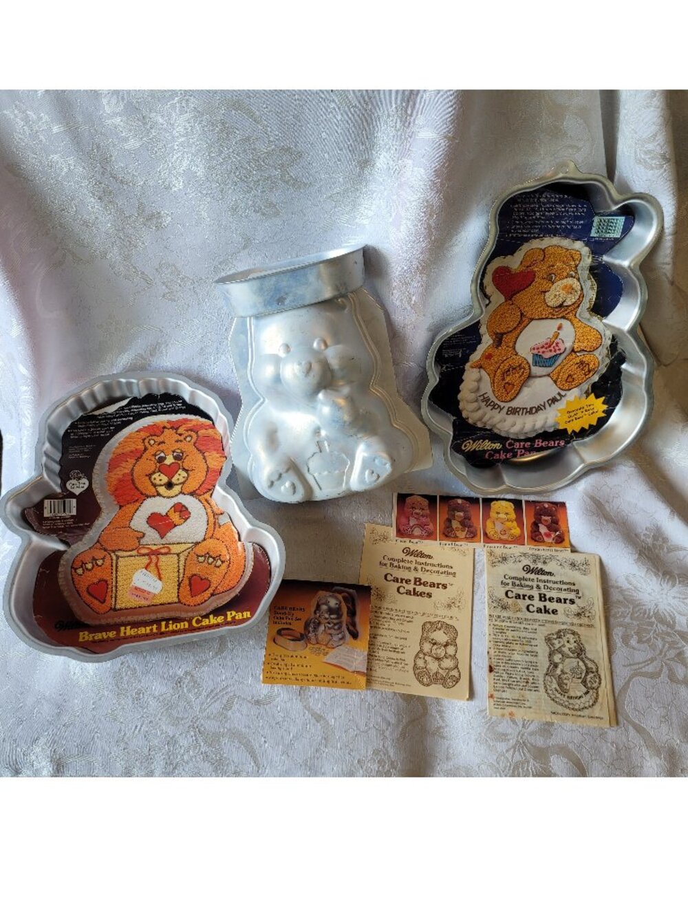 Vintage Wilton Cake Pans Care Bear 3d set lot Brave Lion Birthday retro 1980s
